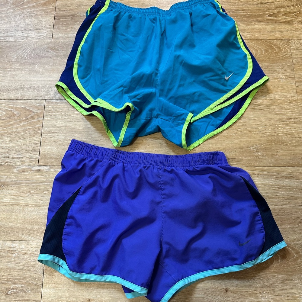 Lot of 2 Nike Dri-Fit Shorts Womens Small Running Training Gym Lined Drawstring